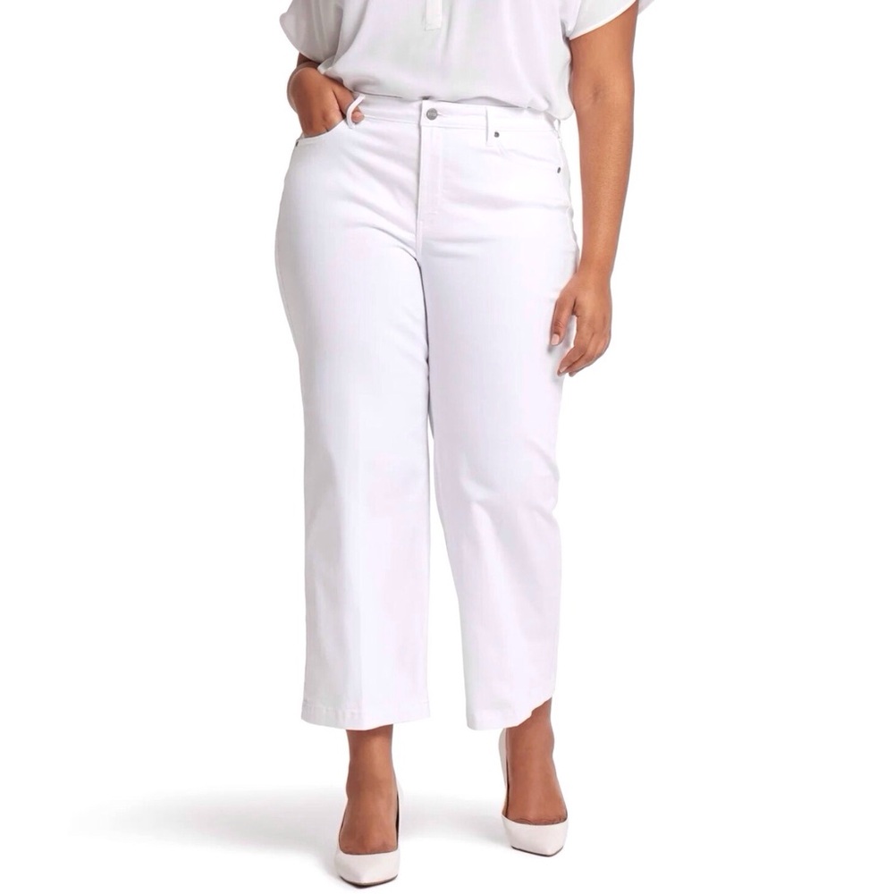 NYDJ Womens Jeans Size 20W Teresa Wide Leg Optic White Denim Ankle Pants New